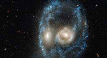 El choque de dos galaxias captadas por Hubble que parece un rostro siniestro