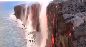 Cascadas invertidas en Hawai, cuando la lava llega al mar