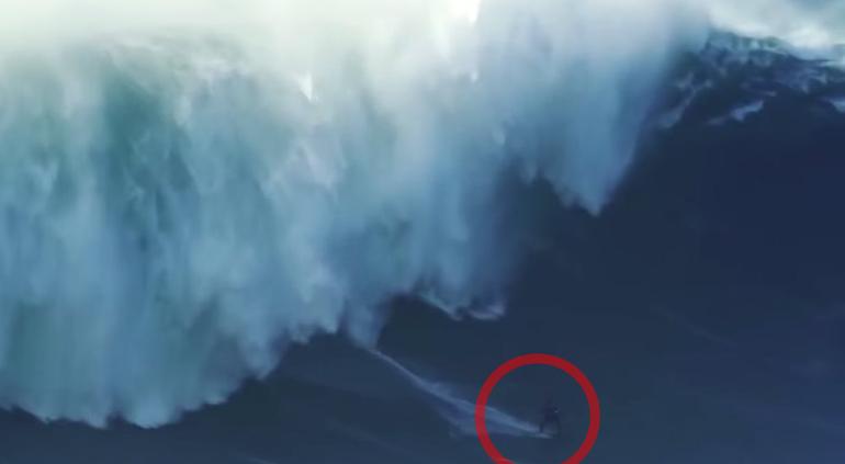 La última gran ola de Nazaré, 18 metros.