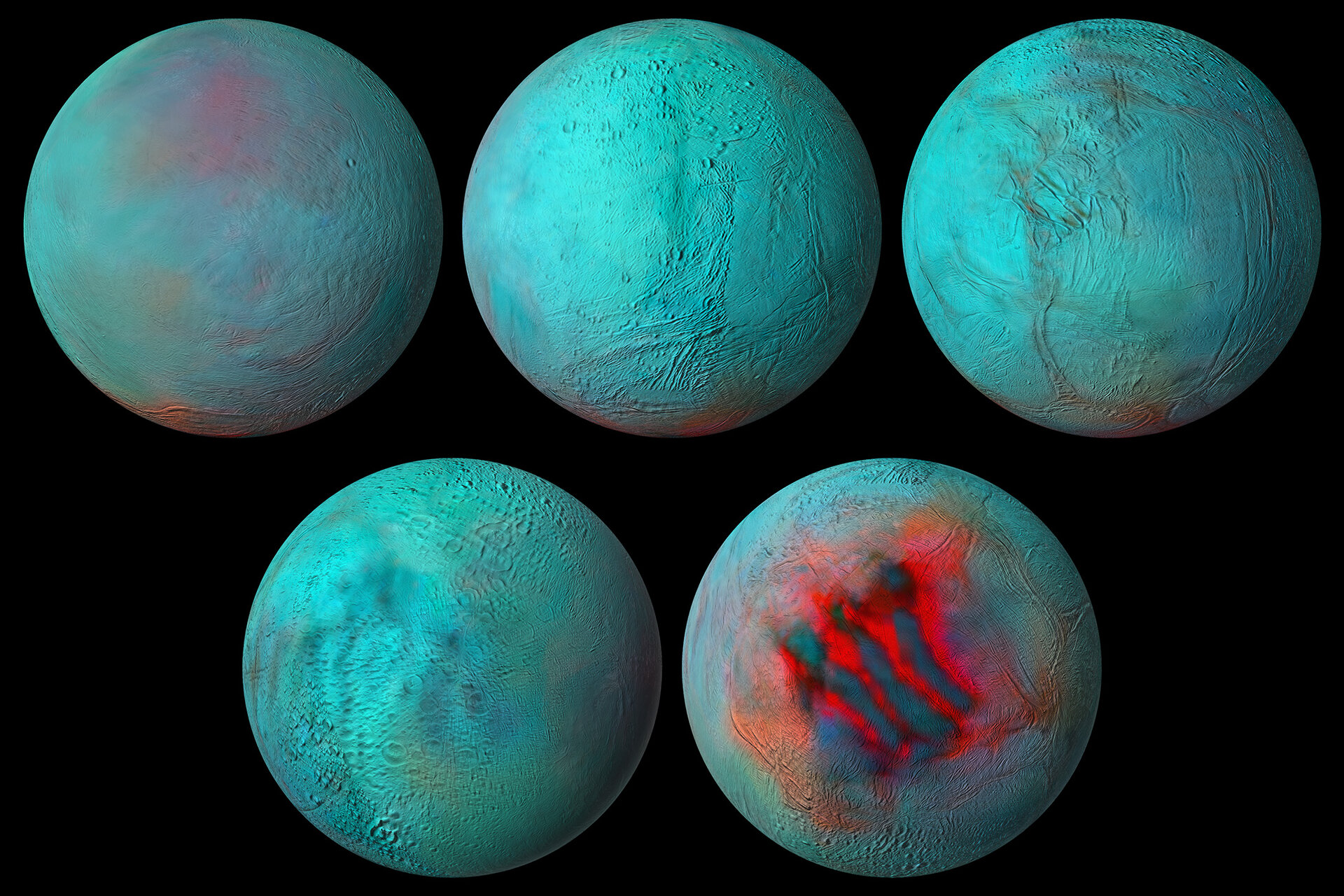 Nueva vista panorámica de la luna de Saturno: Encélado en infrarrojo