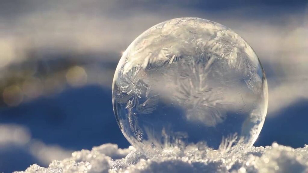 congelación de una burbuja de jabón