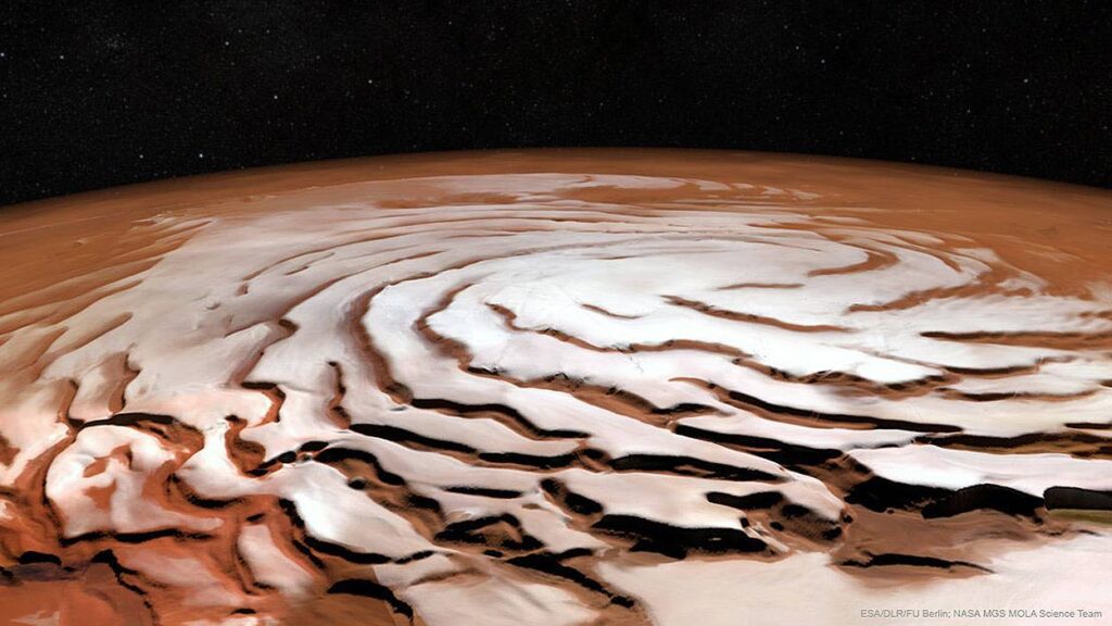 Desvelado el misterio de los gelidos canones de Marte con forma espiral