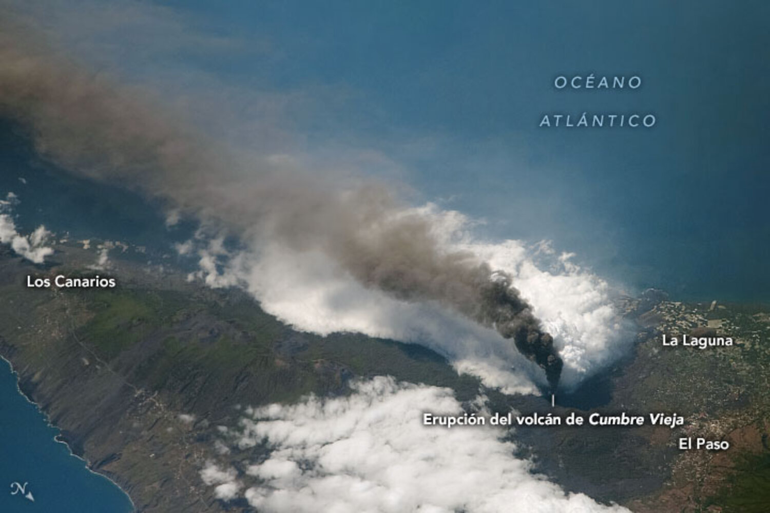 Volcanes en erupción vistos desde el espacio: el volcán de La Palma se suma a la lista