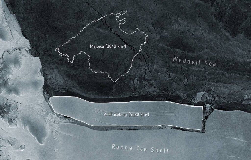 El iceberg mas grande del mundo mayor que la isla de Mallorca se desprende de la Antartida