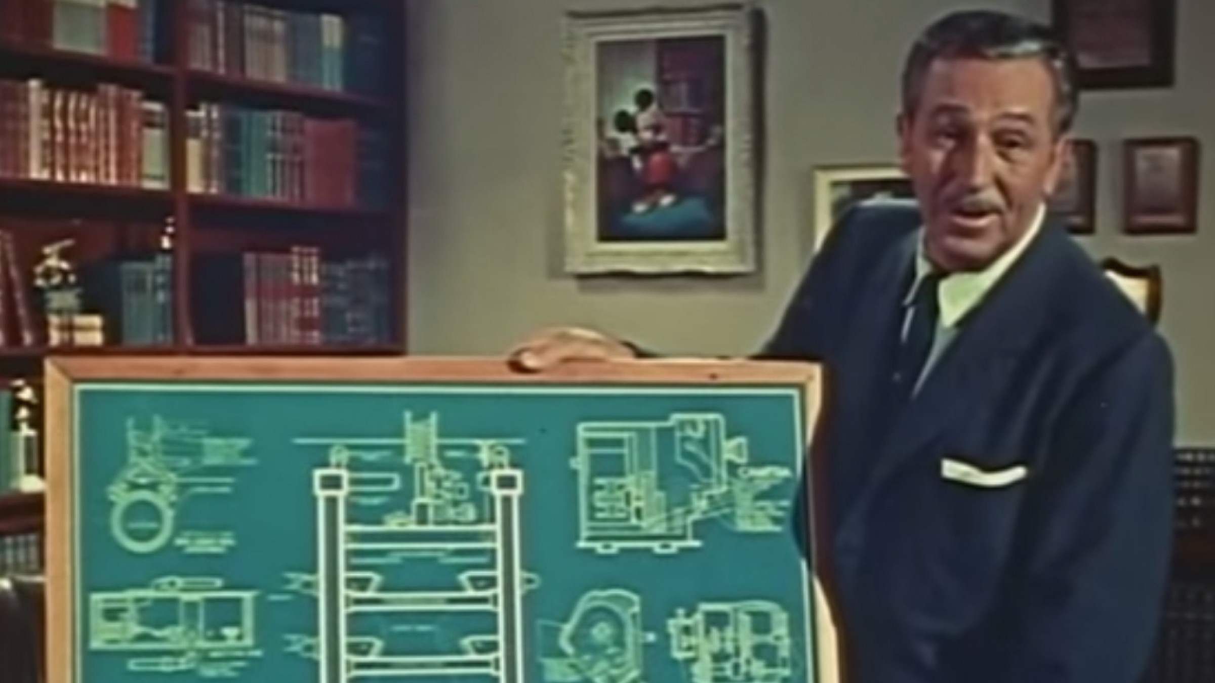 Walt Disney explicando cómo funciona la cámara multiplano