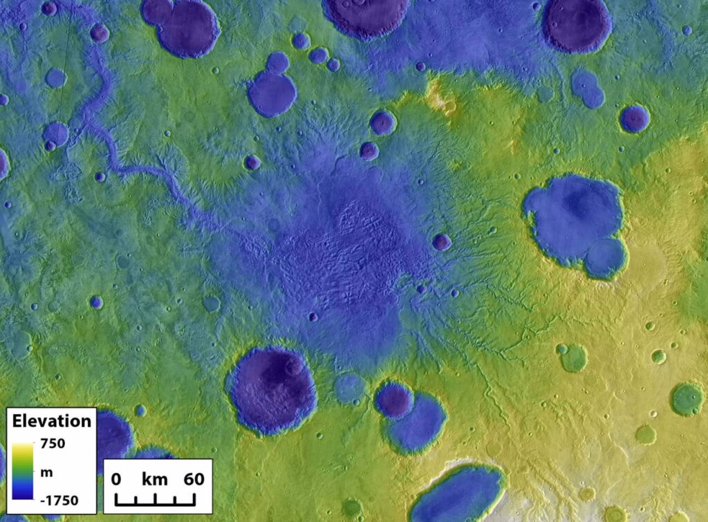 Grandes desbordamientos de los crateres de Marte modelaron sus antiguos valles