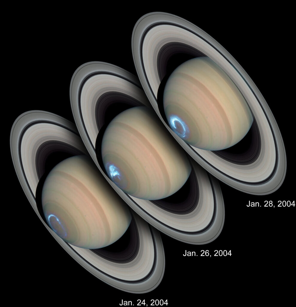Saturn.Aurora.HST .UV Vis