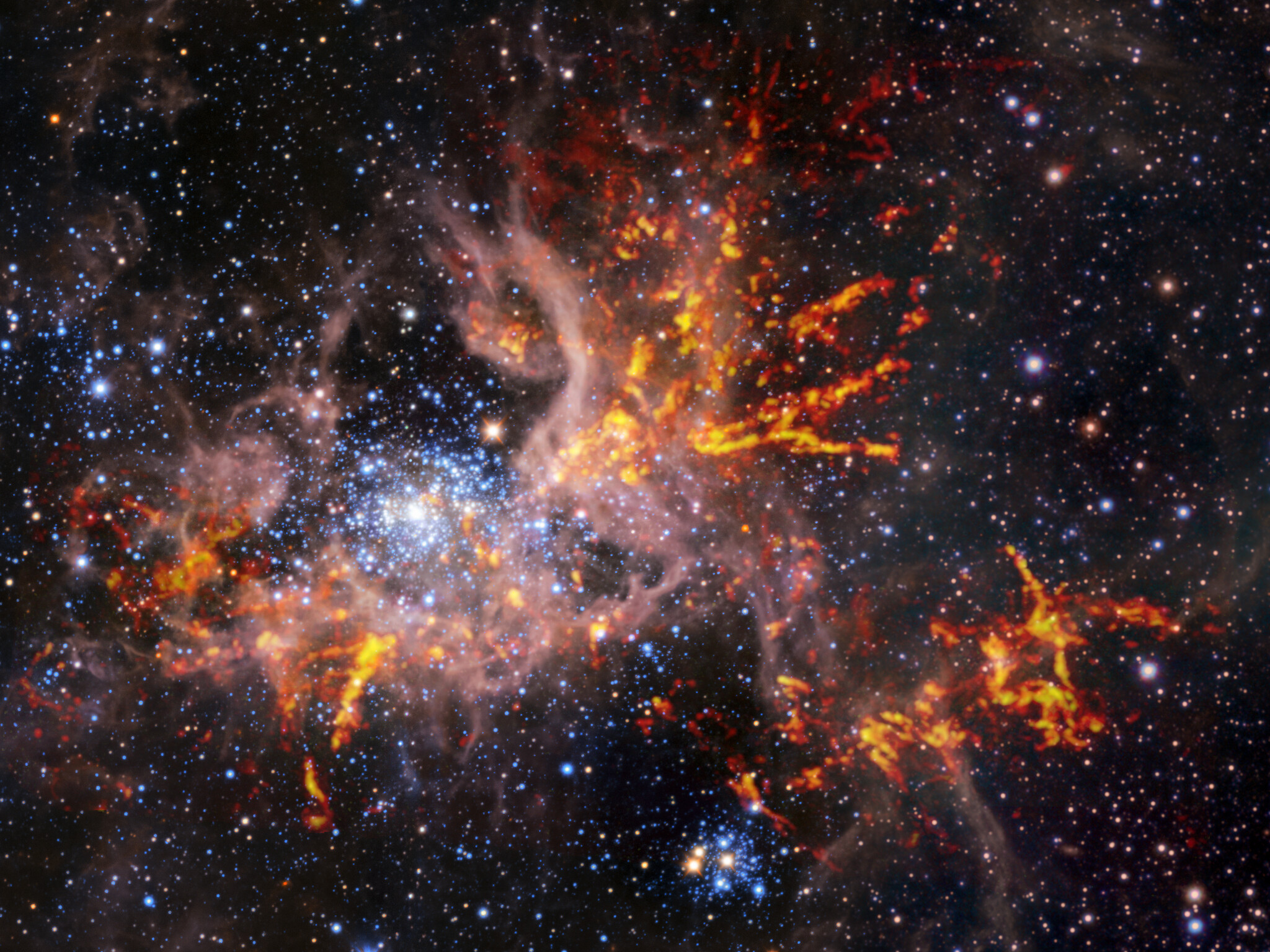 Descubren una violenta formación estelar en la nebulosa de la Tarántula