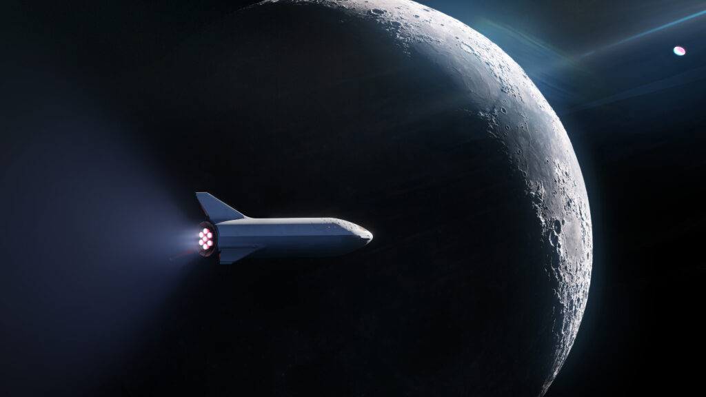 Starship passing the Moon 2018 version