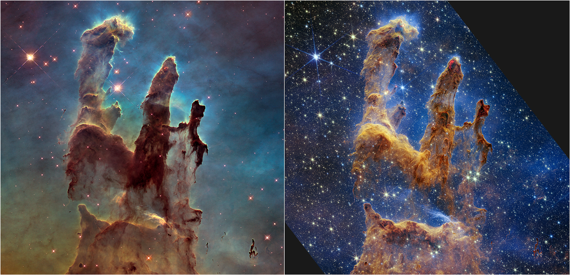 Nebulosa del aguila Hubble y Webb