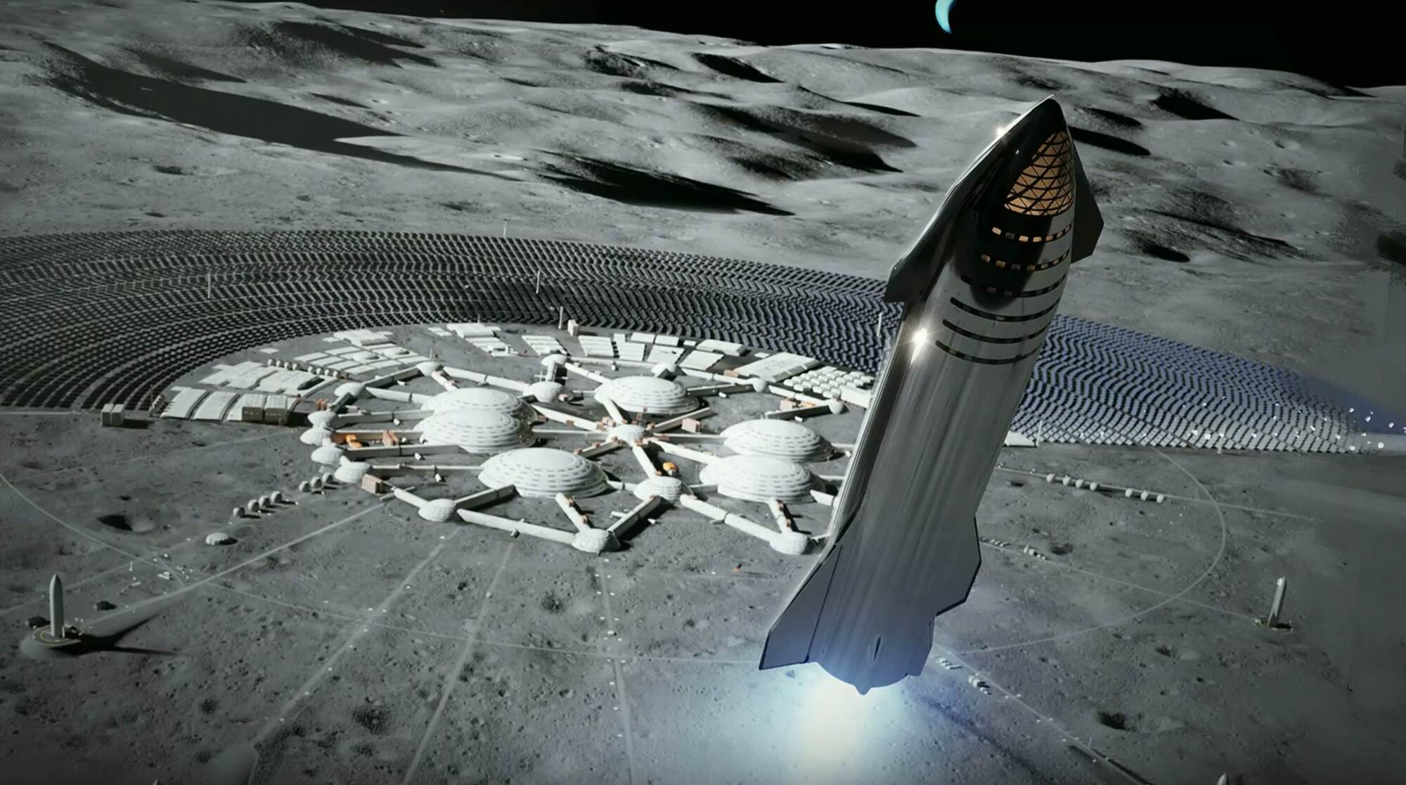 Starship 2019 Moon base render SpaceX 1