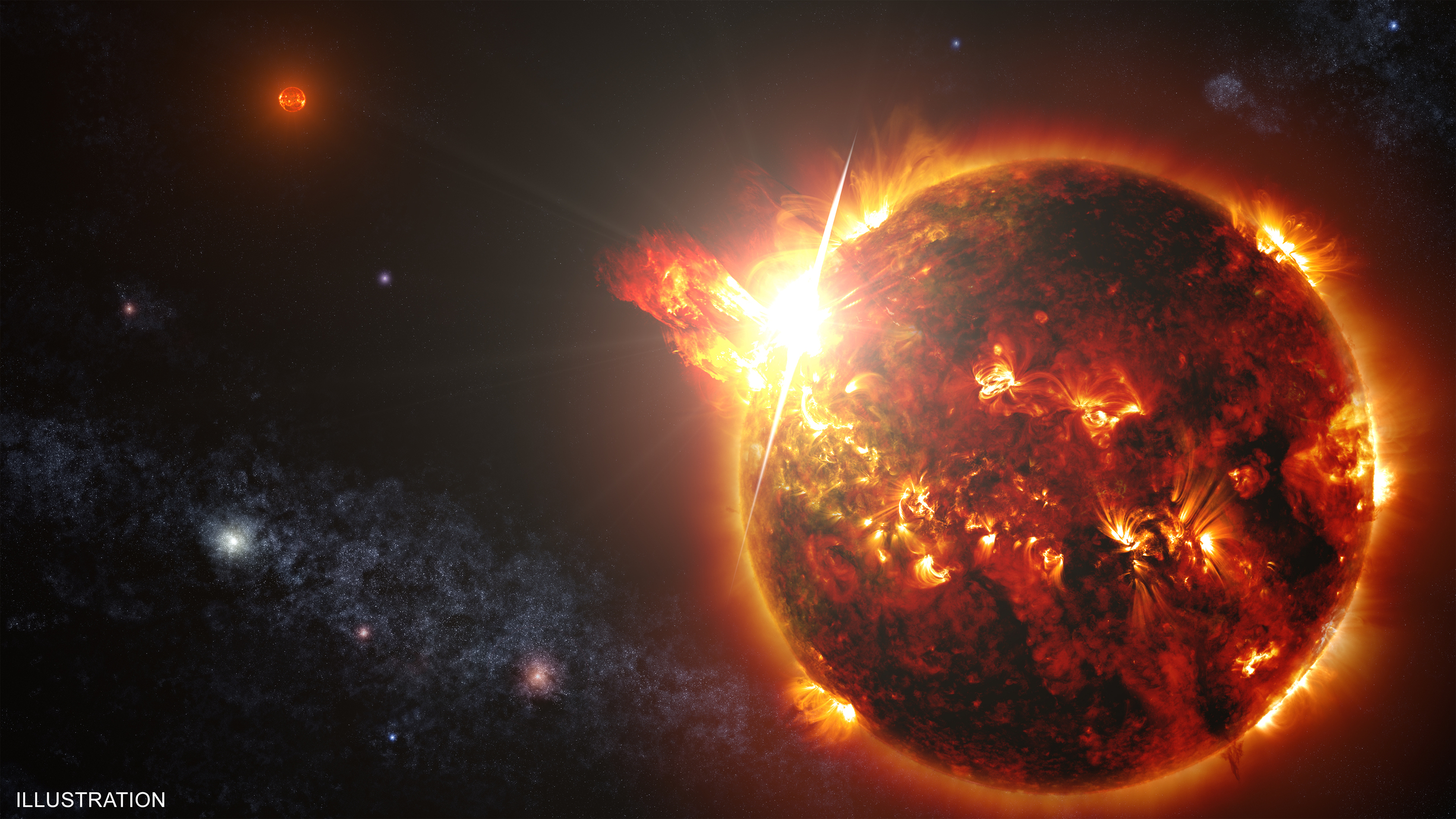 Observan una descomunal erupción por primera vez en una estrella que no es el Sol
