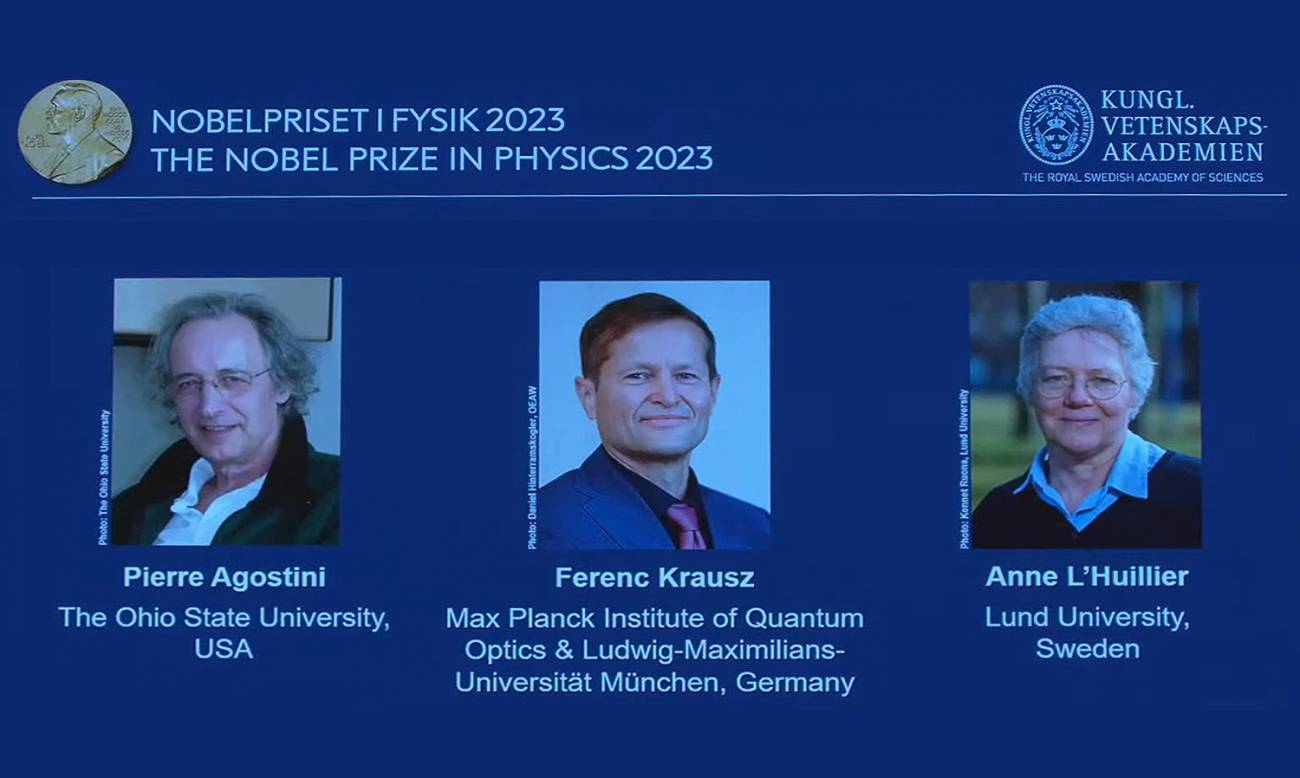 Nobel de Física 2023 para los científicos que iluminaron el mundo de los electrones