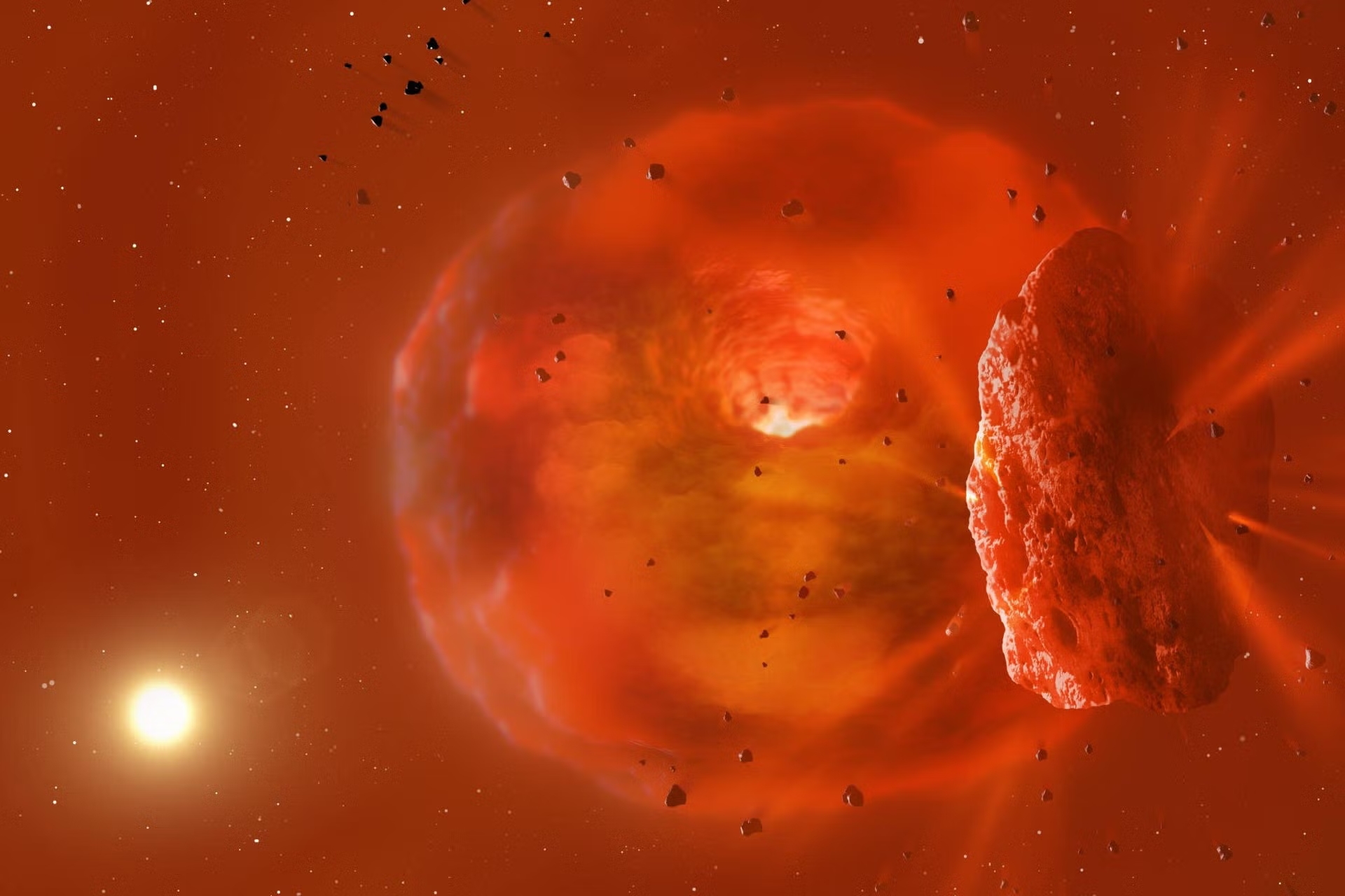 Detectan el resplandor de un choque entre dos planetas gigantes