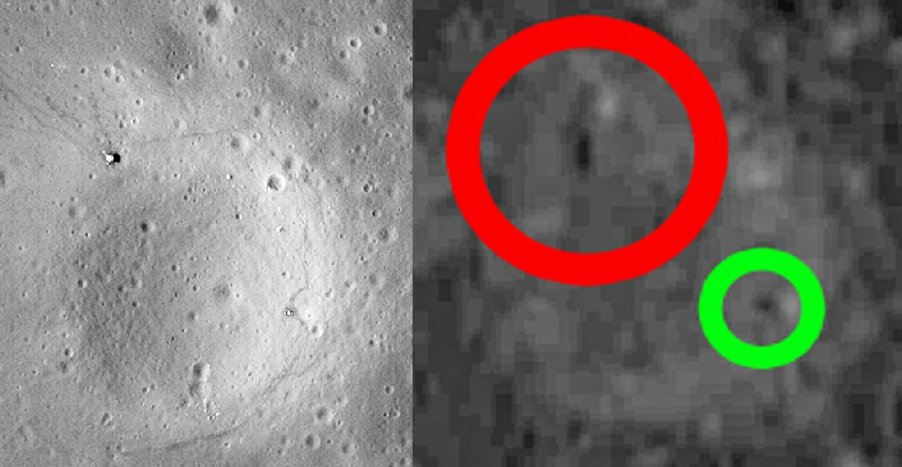 Lugar de alunizaje de Apolo 12 y Surveyor 3
