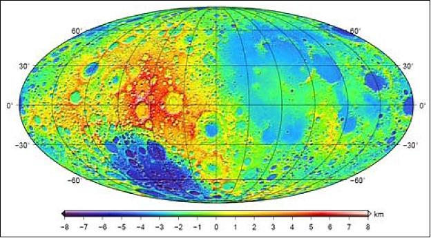 Mapa de alturas de la Luna