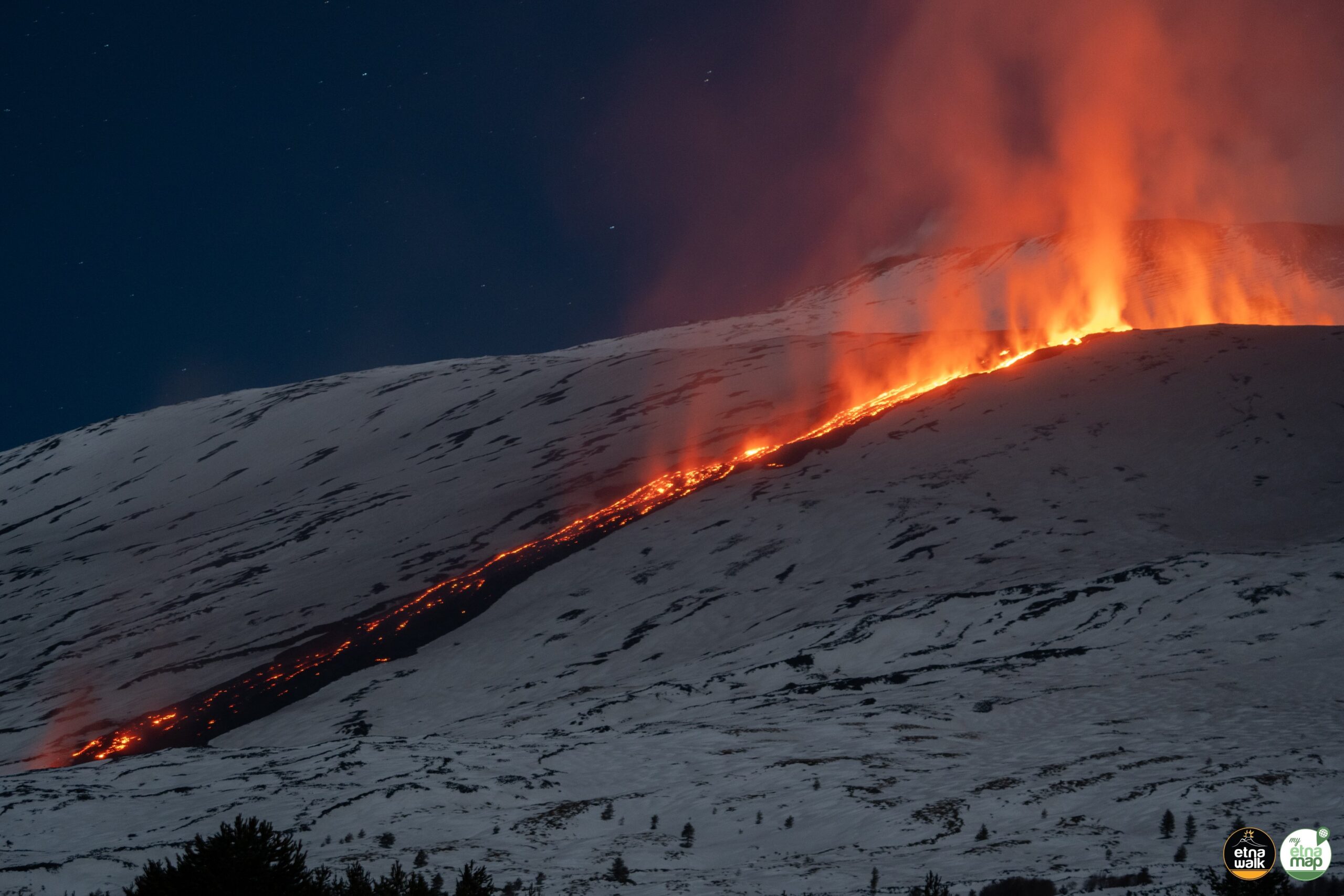 Coladas de lava y nieve: la nueva erupción el volcán Etna