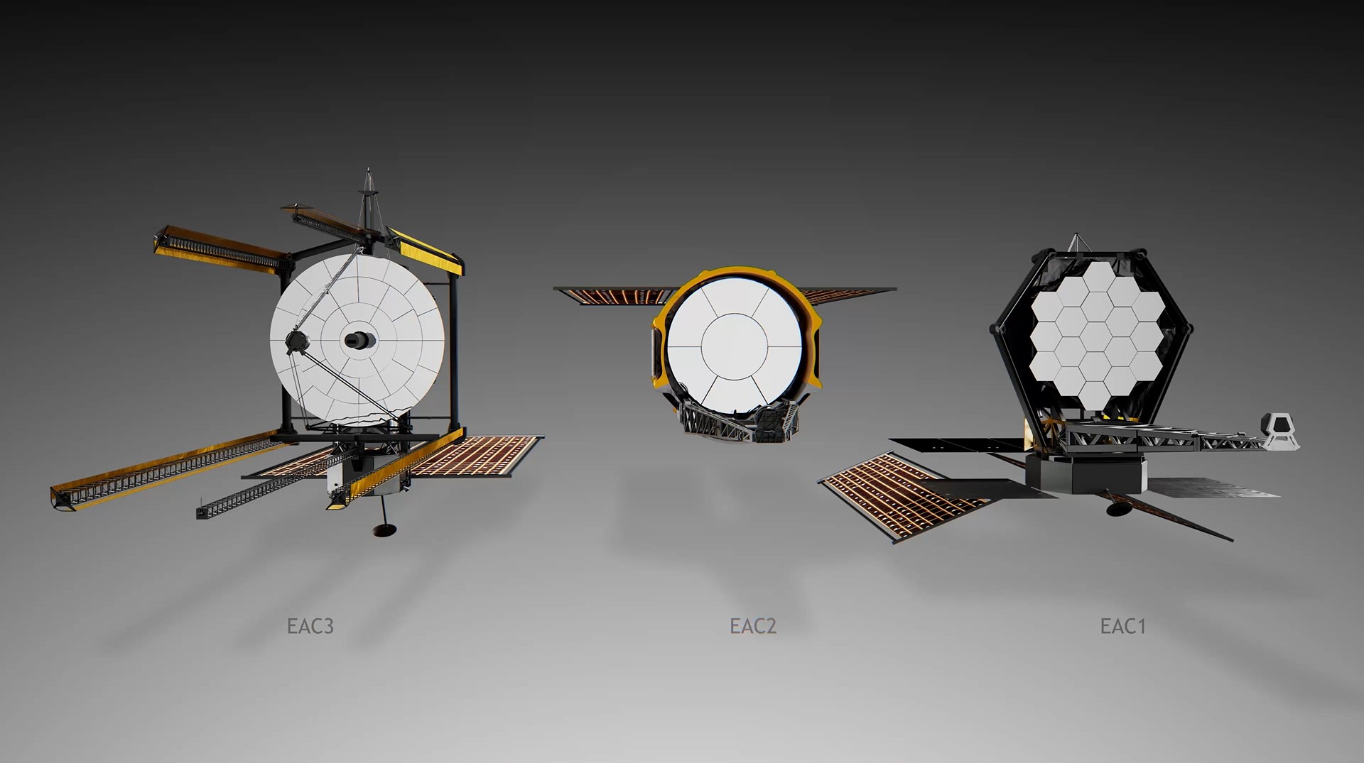Las res propuestas del nuevo telescopio de la NASA una junto a otra