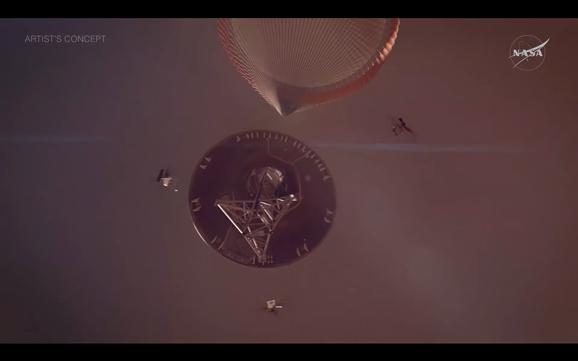 Instantánea que del despliegue en Marte de los drones