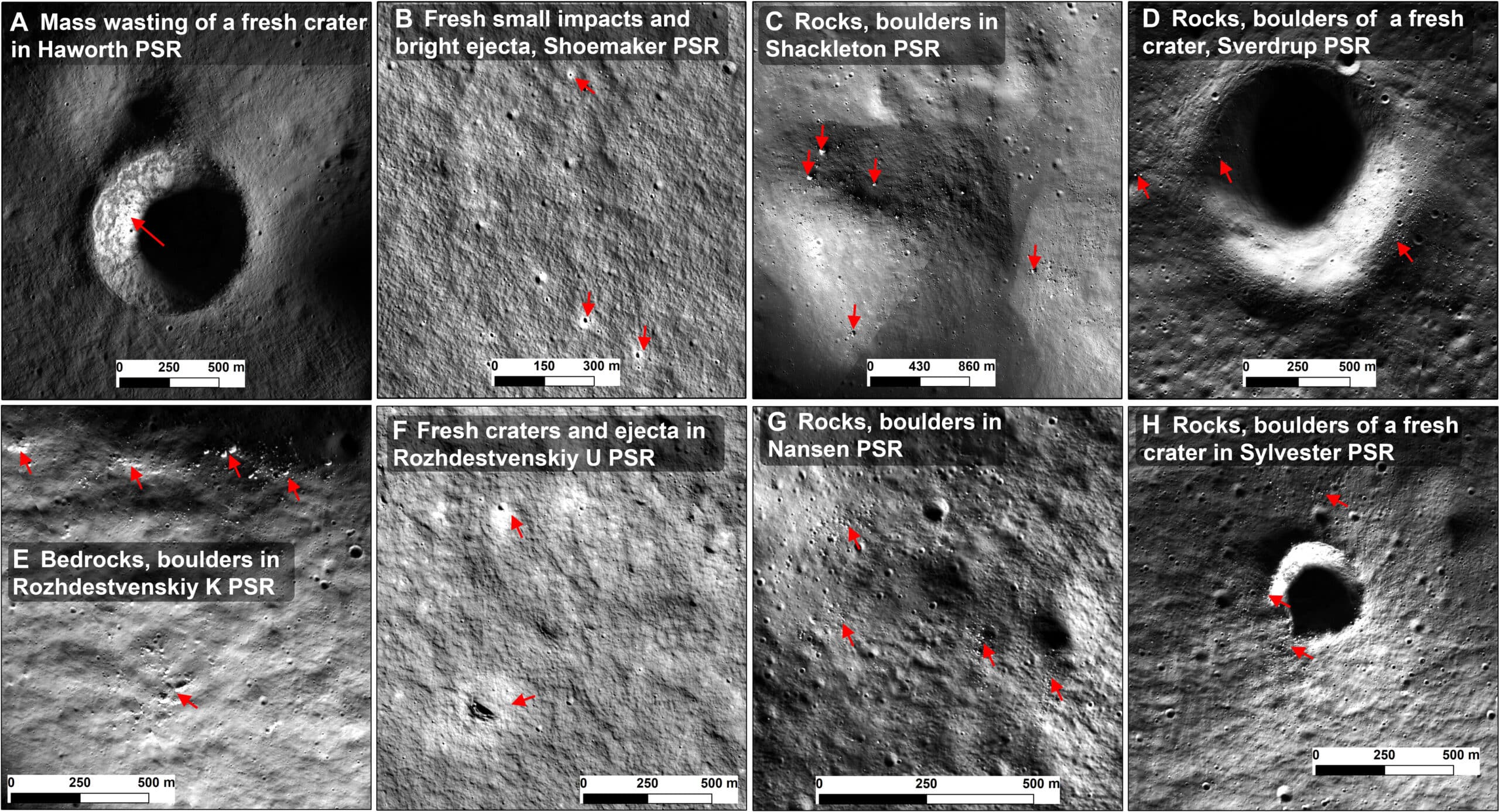 Puntos brillantes en la Luna