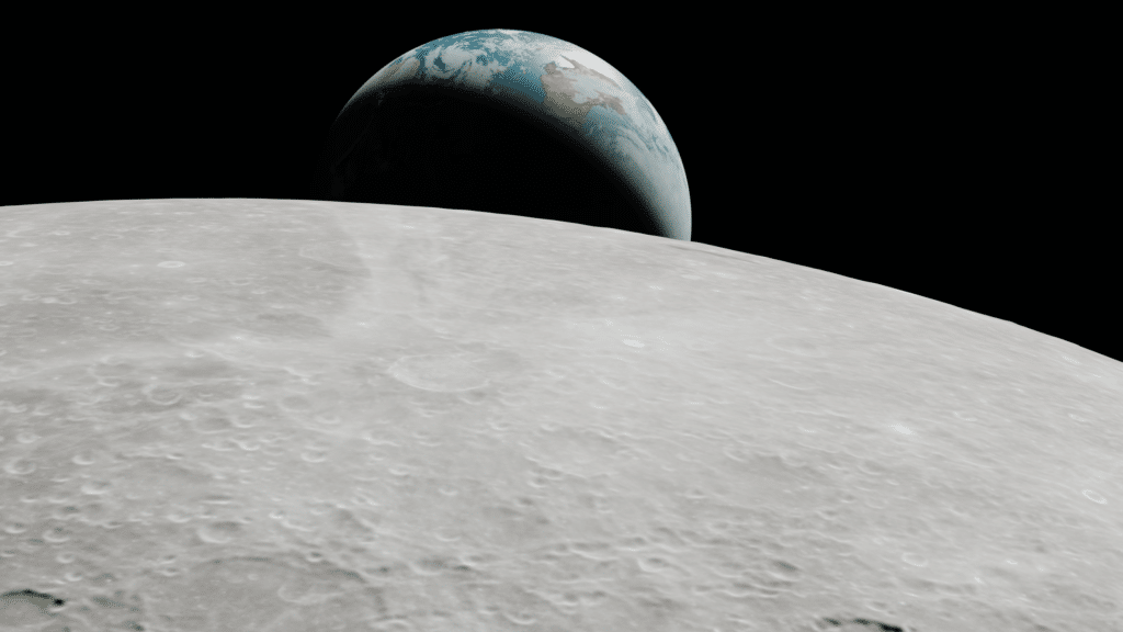 Simulación puesta de la Tierra detrás de la Luna